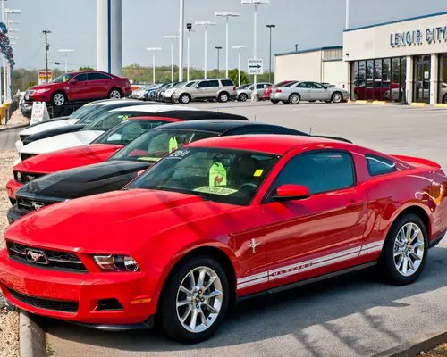 New Red Mustang at Ford Dealership