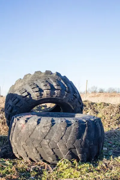 Tractor tire in the field