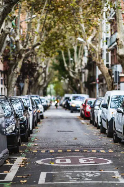 Cars parked along the street