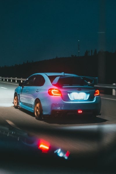 Subaru car on highway