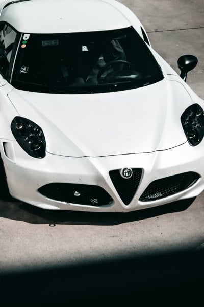 White Alfa Romeo parked