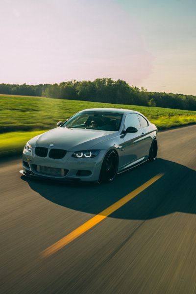 Gray BMW on the road